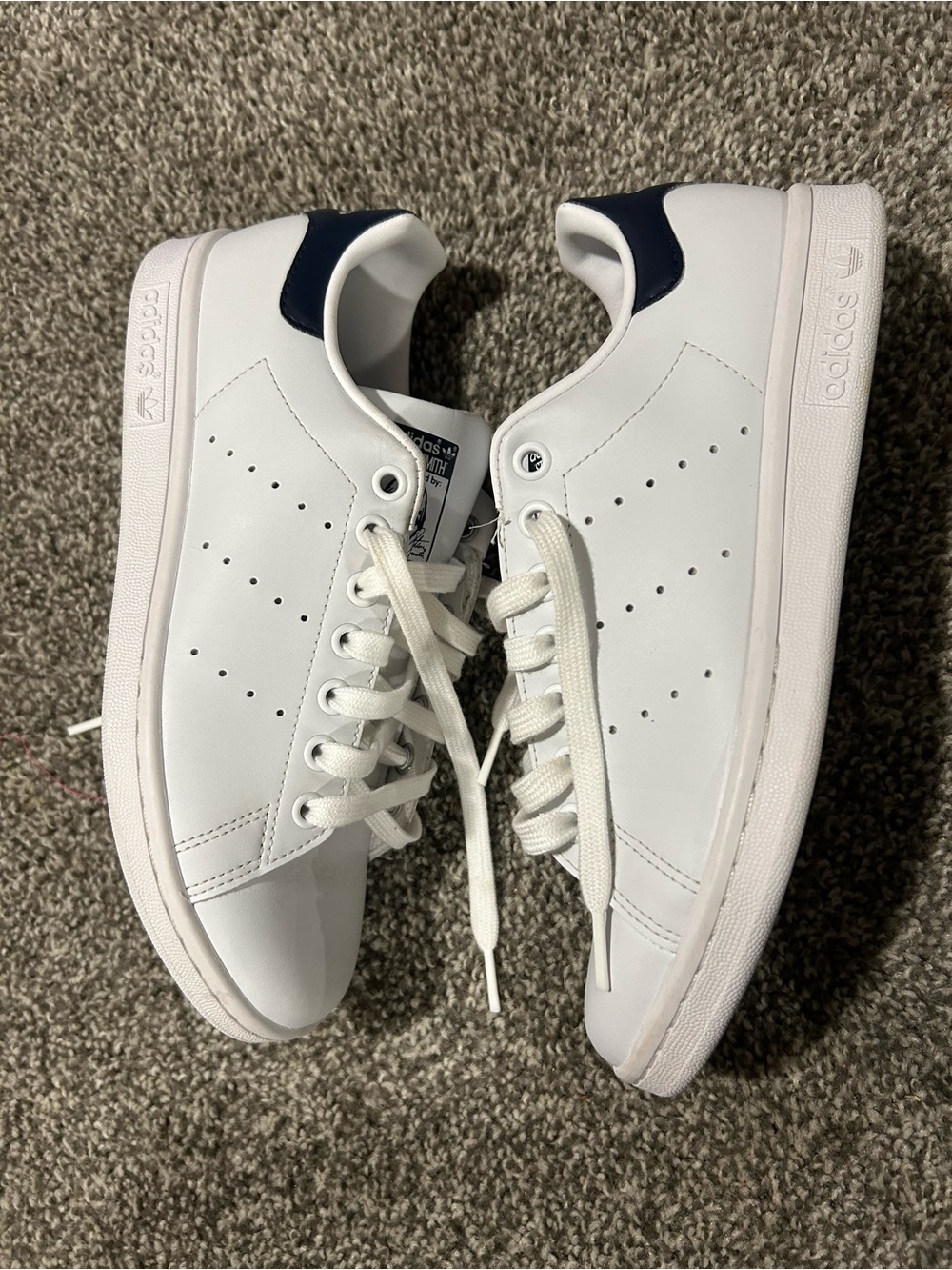 adidas White Sneakers with Navy Heel Tab - Women's Stan Smith collab - Picture 7 of 9